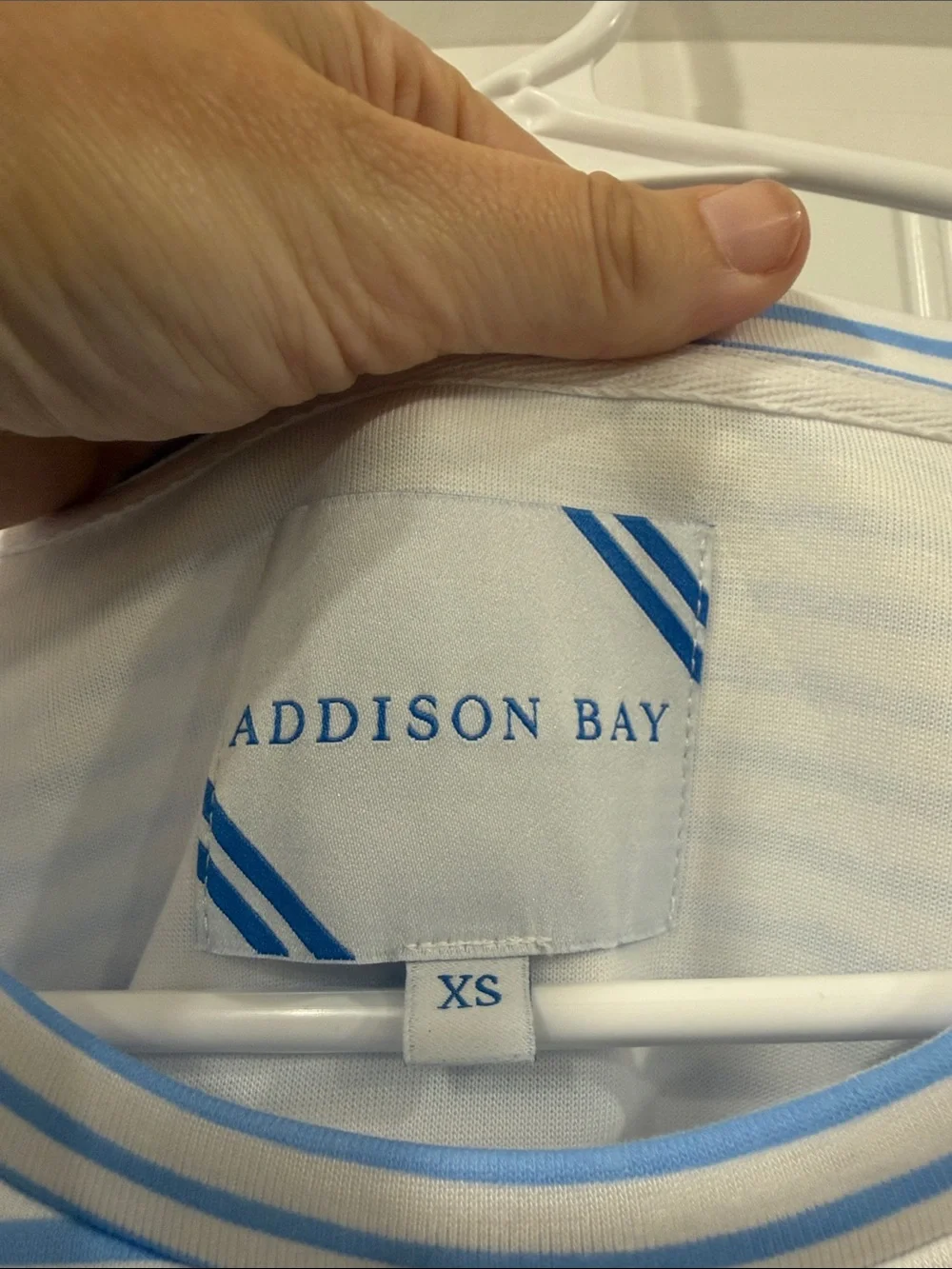 NWOT Addison Bay Penny Pullover Blue and White Puff-Sleeve Long Sleeve Top - Picture 5 of 6